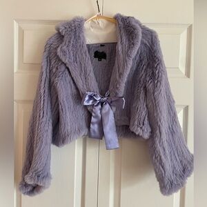 Gorgeous Y2K Avanti Lilac Lavendar Genuine Rabit Fur Cropped Coat